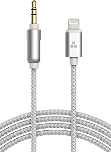 (Apple MFI Certified) iPhone Aux Lightning Cord to Male 3.5mm Auxiliary Cable (iPhone Audio Link to Car Jack, Headphones & Speakers) (White)