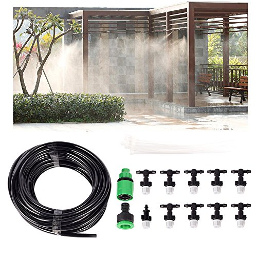 Kadaon 10m Home Garden Patio Misting Micro Flow Drip Irrigation Misting Cooling System With 10pcs Plastic