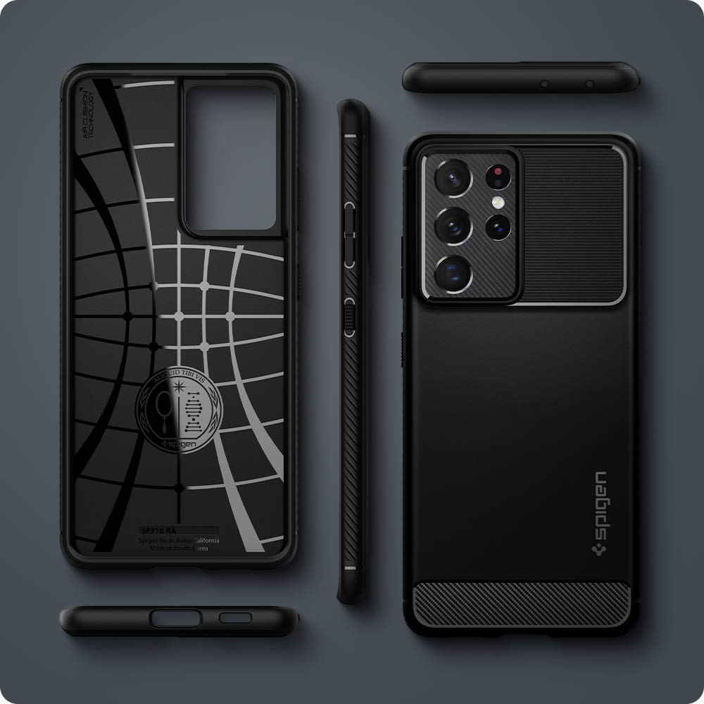 Spigen Rugged Armor Designed for Galaxy S21 Ultra Case (2021) - Matte Black