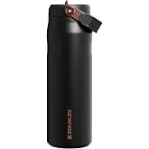 STANLEY IceFlow Flip Straw 2.0 Bottle, 24 oz, Messi Goat Black | Easy Carry Handle | Twist On Lid and Flip Up Straw | Lightweight Water Bottle | Insulated Stainless Steel | BPA-Free