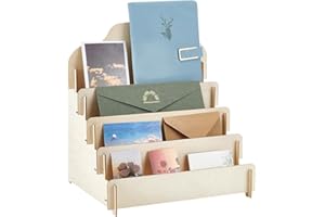 UNICRAFTALE 4 Tiers Greeting Card Display Stand Wooden Collector Display Rack Portable Birthday Card Display Multi-Purpose Sticker Display Stand for Vendors Postcard Rack Post Art Print Craft Market