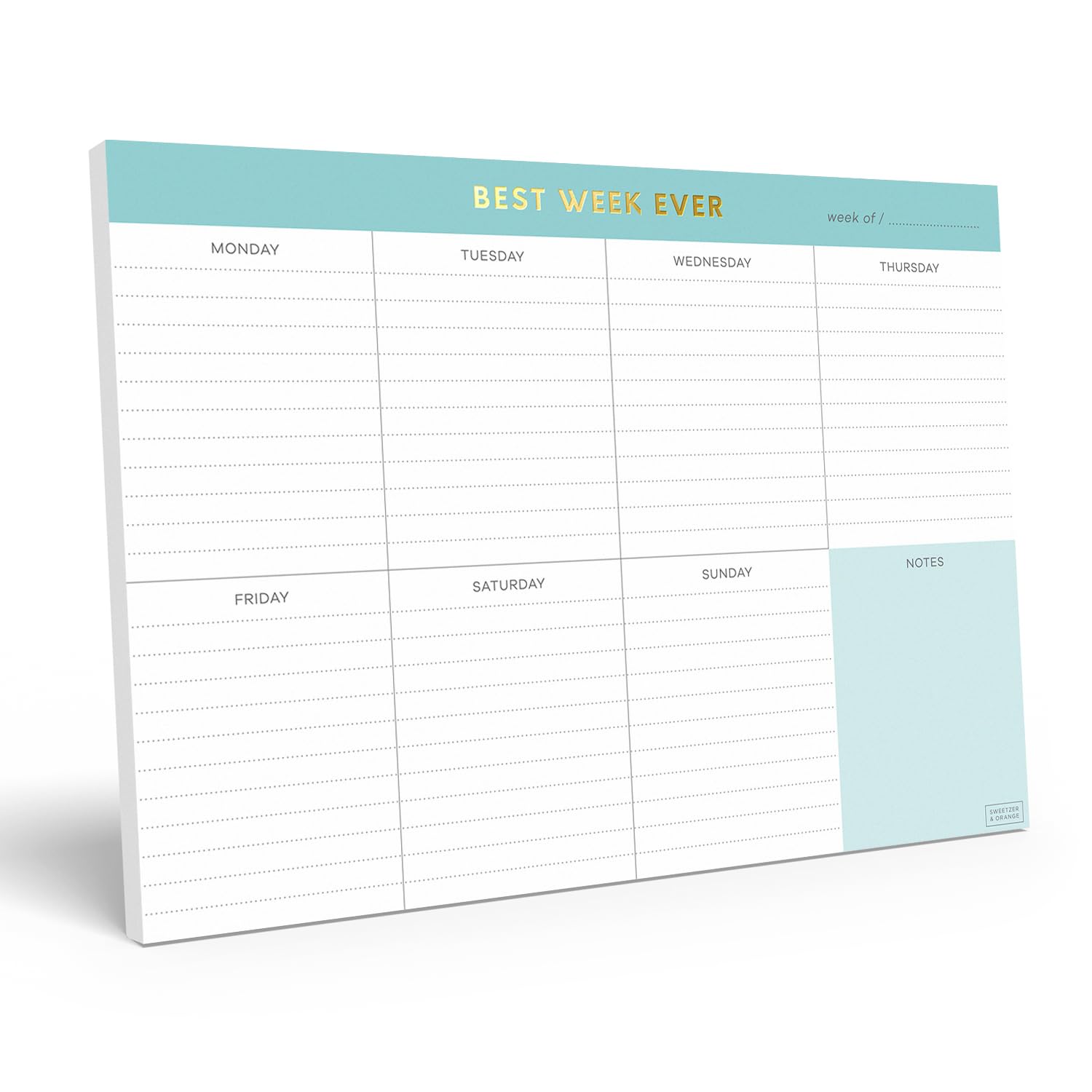 Sweetzer & Orange Weekly To Do List Pad. Gold Foil Weekly Planner Notepad with Daily Agenda Squares. 7x10” Day Scheduler 2025 - Student Organizer, Work Scheduler, and Checklist Note Pad. — image 1