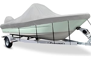Fuprosico Center Console Boat Cover 17-19ft Waterproof 1200D Boat Cover Center Console Heavy Duty Center Console Boat Covers for Center Console Boat 17ft 18ft 19ft, Marine Grade Canvas, Gray
