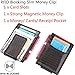 SUIEK Men's Money Clip RFID Thin Wallet - Leather Magnetic Front Pocket Slim Wallet (Black (Carbon Fiber - 6 Card Slots))