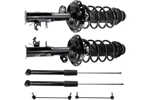 TRQ Front and Rear Suspension Kit Complete Strut & Coil Spring Assembly Shock Absorber Sway Bar Stabilizer Link Compatible with 2015-2020 Honda FIT