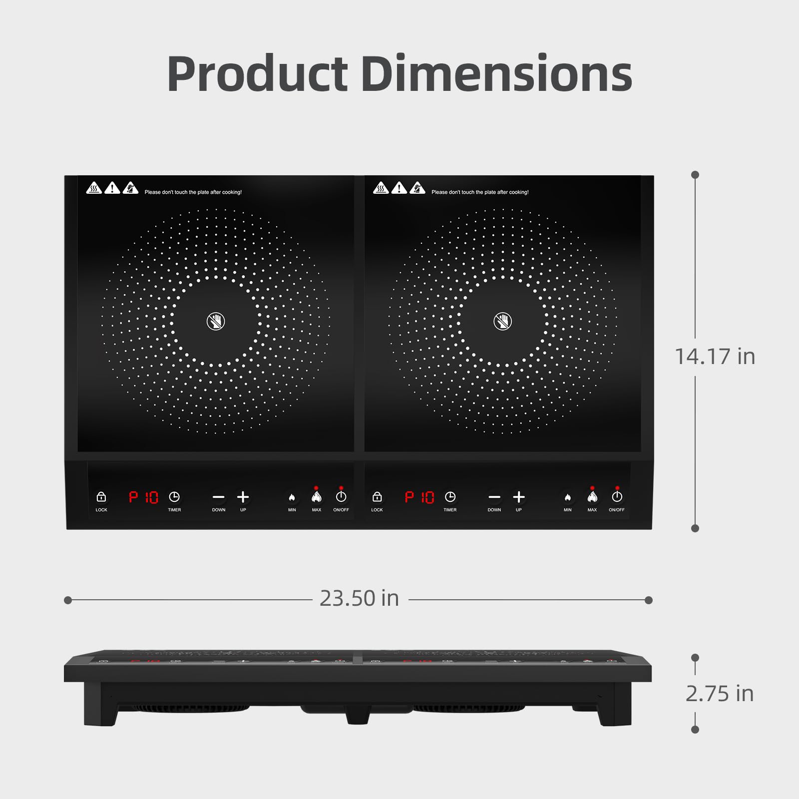 Double Induction Cooktop,Zopehan Portable Induction Cooker with 2 Burner Independent Control,Ultrathin Body,10 Temperature,1800W-Multiple Power Levels,3 Hour Timer,Safety Lock