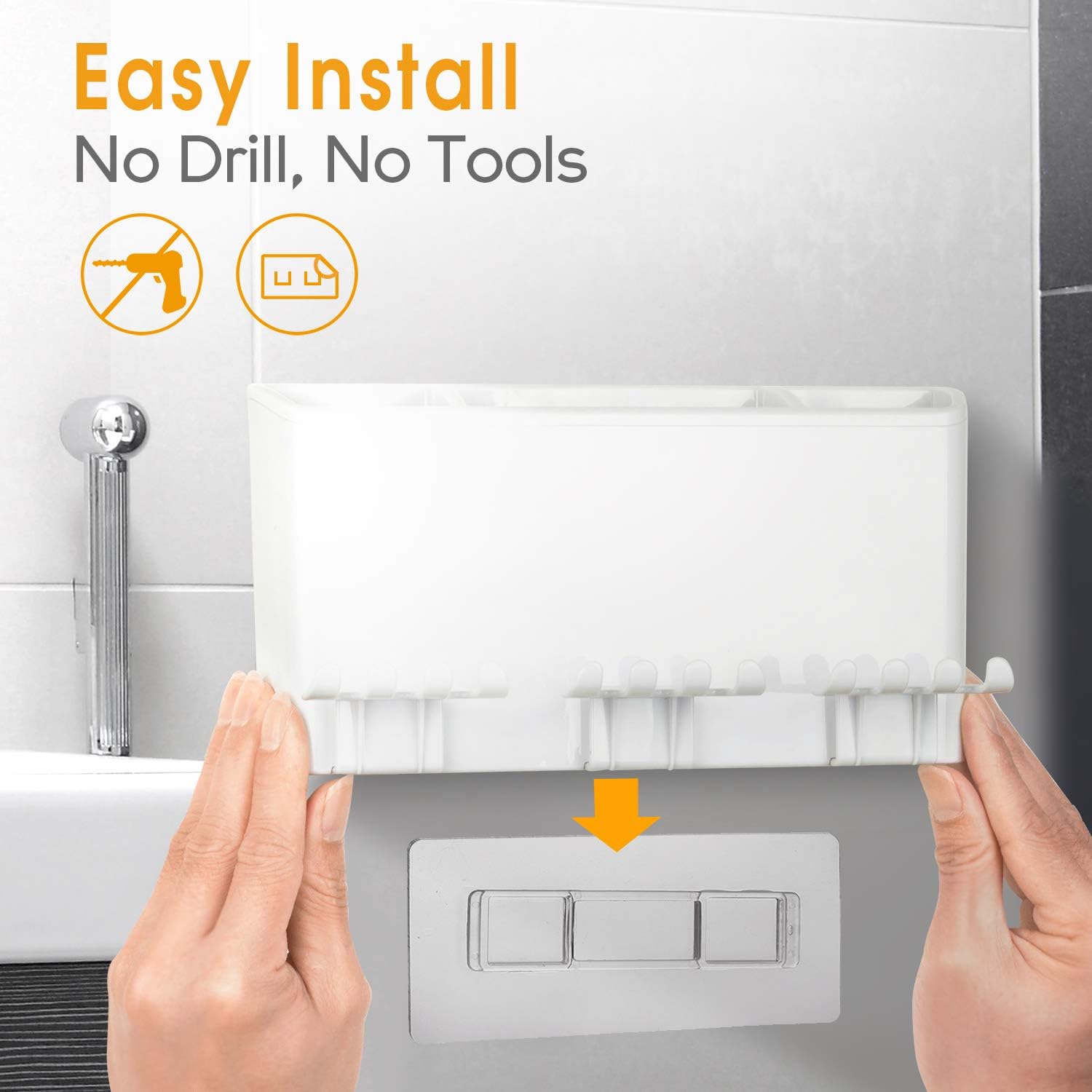 iHave Toothbrush Holder Wall Mounted with Large Capacity, Easy Install, Durable, Kids Family Set Electric Toothbrush Holder for Bathroom (3Cups): Home & Kitchen
