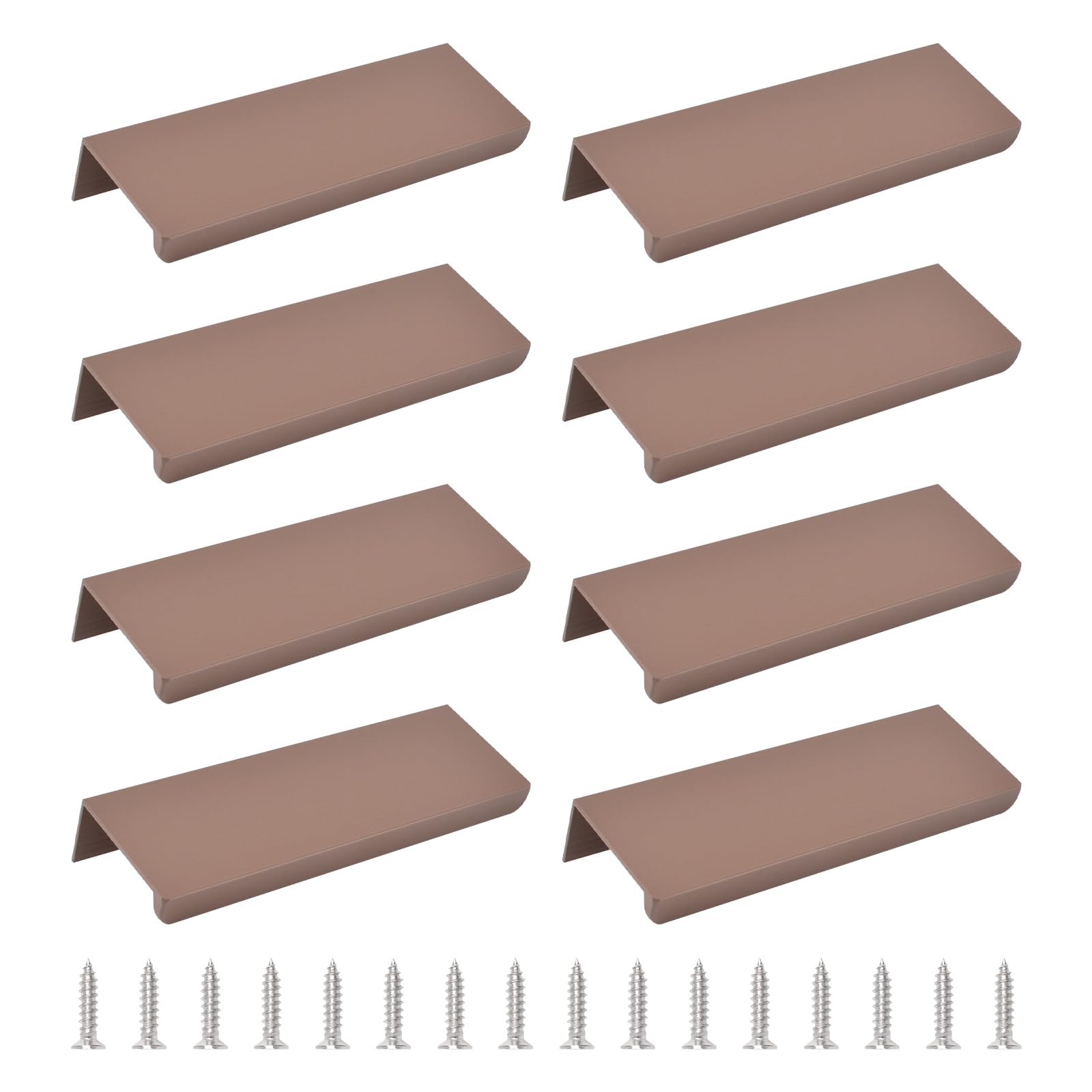 MOROBOR Finger Edge Pull, 8pcs Concealed Modern Style Drawer Handle, Right Angle Aluminum Alloy Invisible Wardrobe Handle for Cabinet Hardware Drawer,100mm/Brown
