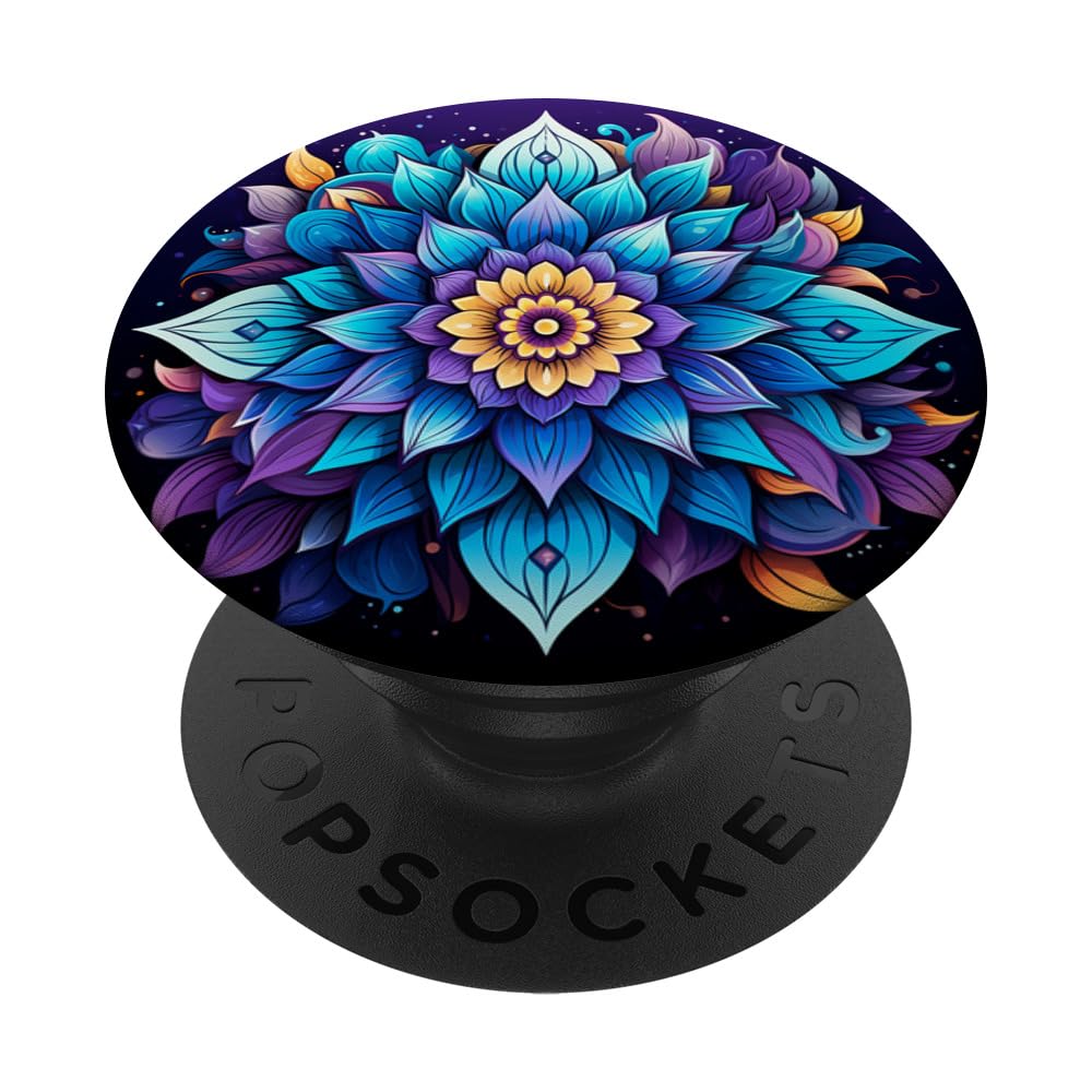 Teal Blue Purple Flower Watercolor Fantasy Floral Whimsical PopSockets Swappable PopGrip