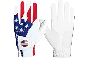 FINGER TEN Golf Gloves Men 1 Pack with Ball Marker for Left Hand Right, Stylish Patterns & Breathable Design for Comfortable All-Weather Grip, Golf Glove Sizes S M ML L XL