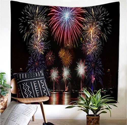 DIPPERION Fireworks Tapestry Wall Hanging Gorgeous Colorful New Year Wall Tapestry Hippie Tapestry Boho Tapestry Night View Wall Tapestry for Bedroom Home Decor