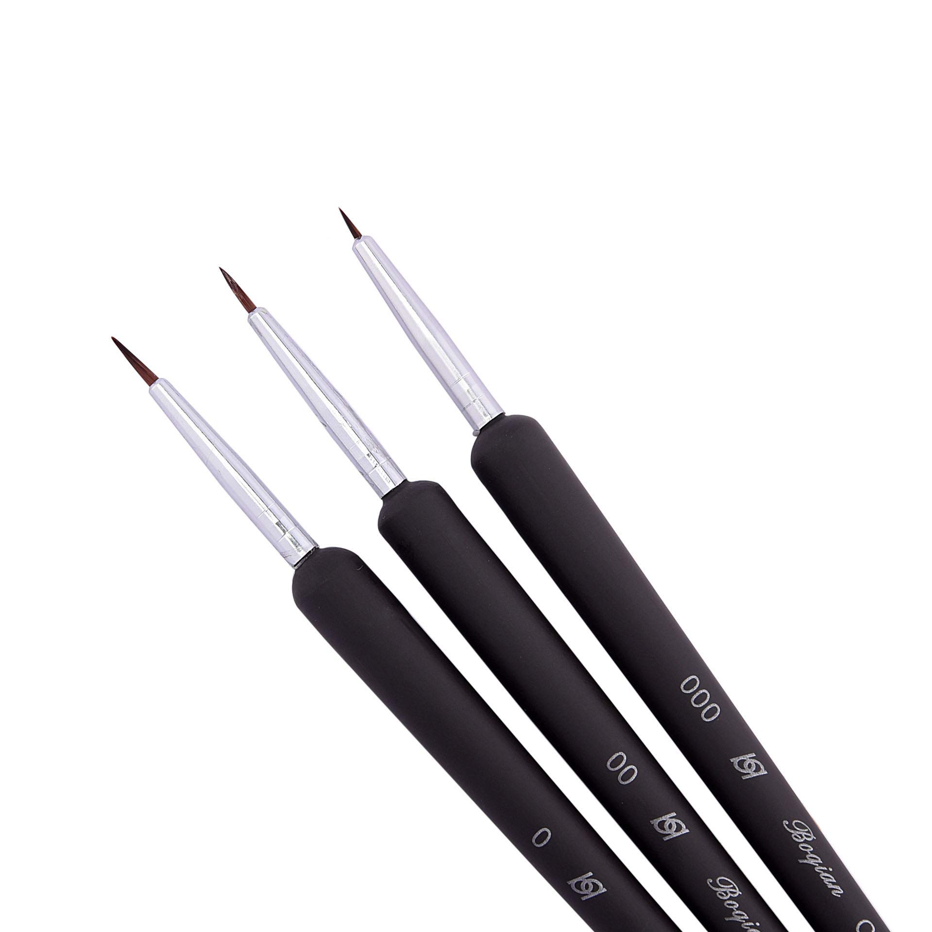 AKORD Professional Brown Nail Art Brushes with Nail Art Brush Pen, Pack of 3
