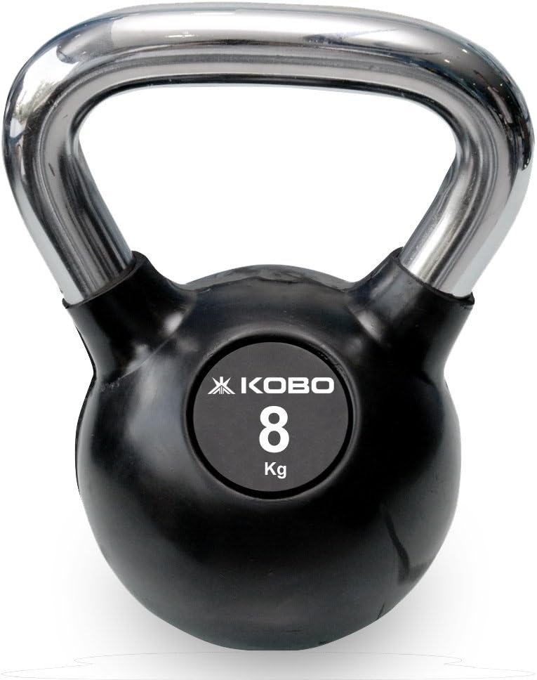 Kettlebell Rubber Coated Cast Iron with Chrome Handle for Strength Training and Conditioning Fitness and Cross-Training