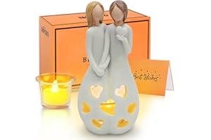 IMPOUO for Sister - Birthday Gifts from Sister, Best Friend Friendship Gifts for Women, Candle Holder W/Flickering Led Flameless Candle