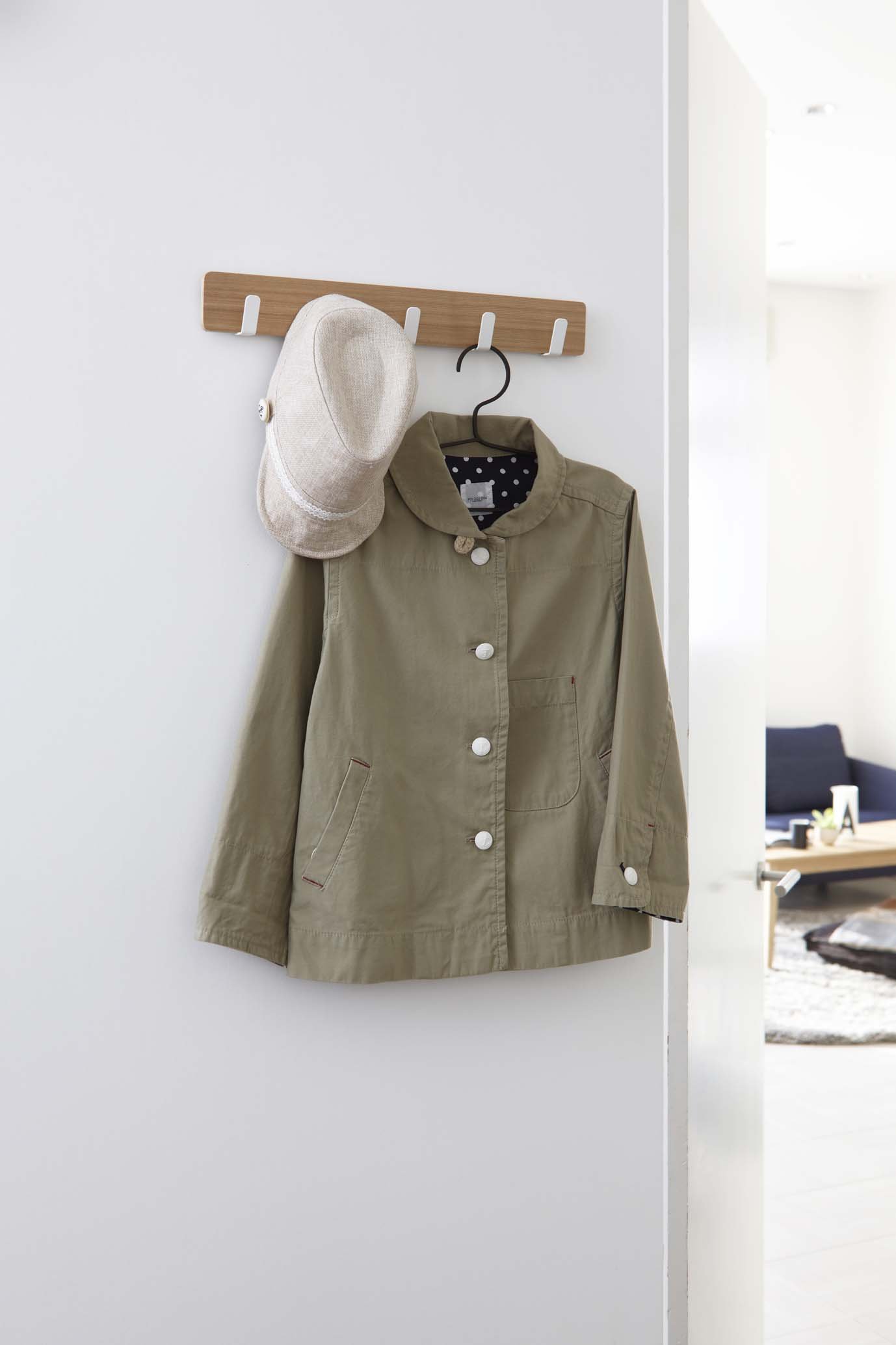 Yamazaki Home Ply Over The Door Hooks - Hanging Coat Rack, Beige, Small