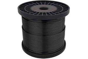 FOLUXING 400Ft Black Vinyl Coated Wire Rope,1/16 Inch Coated to 3/32 Inch,304 Stainless Steel for String Lights Hanging,Deck Railing/Stair Railing, DIY Balustrades