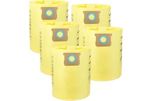 FDHF 5 Pack Disposable Collection Filter Bags Compatible with Shop-Vac 9066200 10-14 Gallon Type F + Type I, Replace Part #90662 90672, Yellow