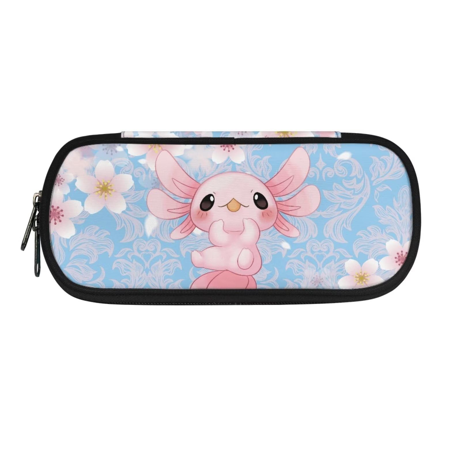 Belidome Axolotl Cherry Blossom Pencil Case Bags for Elementary Primary Boys Large Pen Holder Pouch