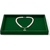 Papten Green Velvet Jewelry Trays Stackable Jewelry Drawer Organizer Tray for Necklace Bracelets Rings Storage Display