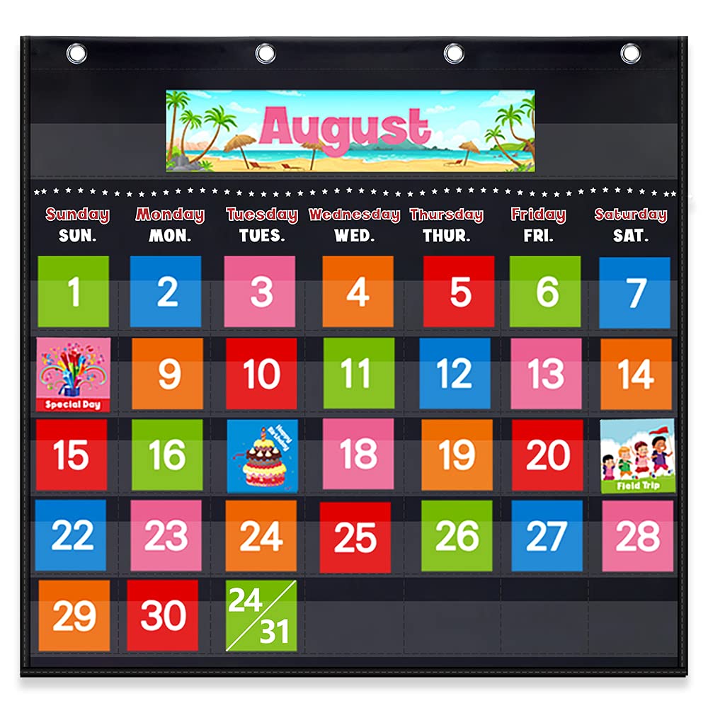Pocket Chart For Classroom Calendar Weather 148 Learning Cards 48 Pockets-1182487