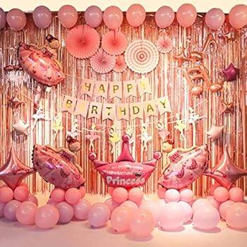 Amazon Com Birthday Party Decorations For Girl Pink Backdrop