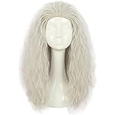 VGbeaty Old Women Long Curly Fluffy Dirty Silver Grey Witch Halloween Cosplay Party Wig