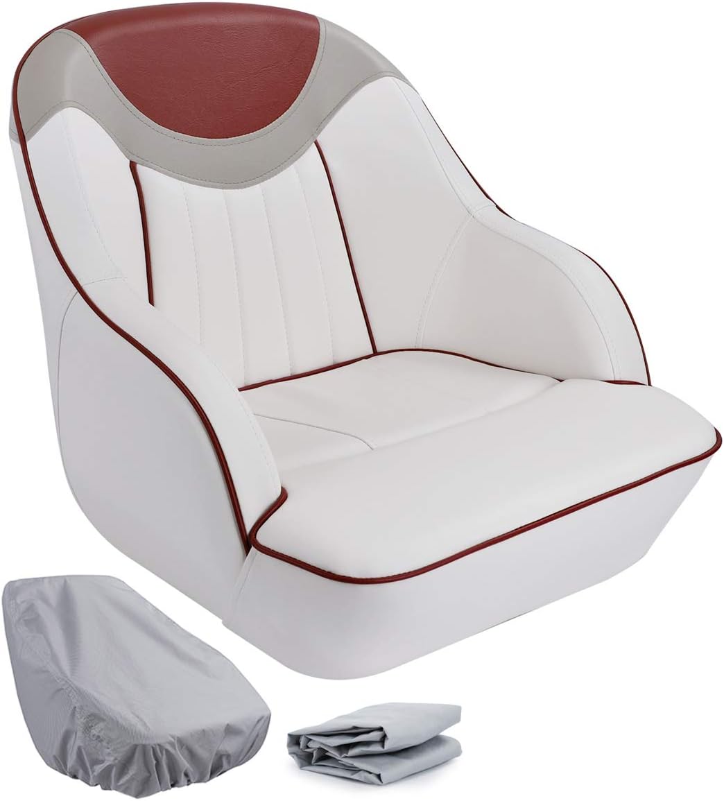 Northcaptain P3 Pontoon Boat Seat Captain Bucket Seat With Boat Seat Cover White Grey Red Amazon Co Uk Sports Outdoors