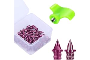 Lejof Carbon Steel Track Spikes, 50 Pcs 1/4 Inch Lighter Weight Spikes for Track, 0.47 Grams Spikes with Spike Wrench, Replacement Spikes for Track and Field Sprinting or Cross Country