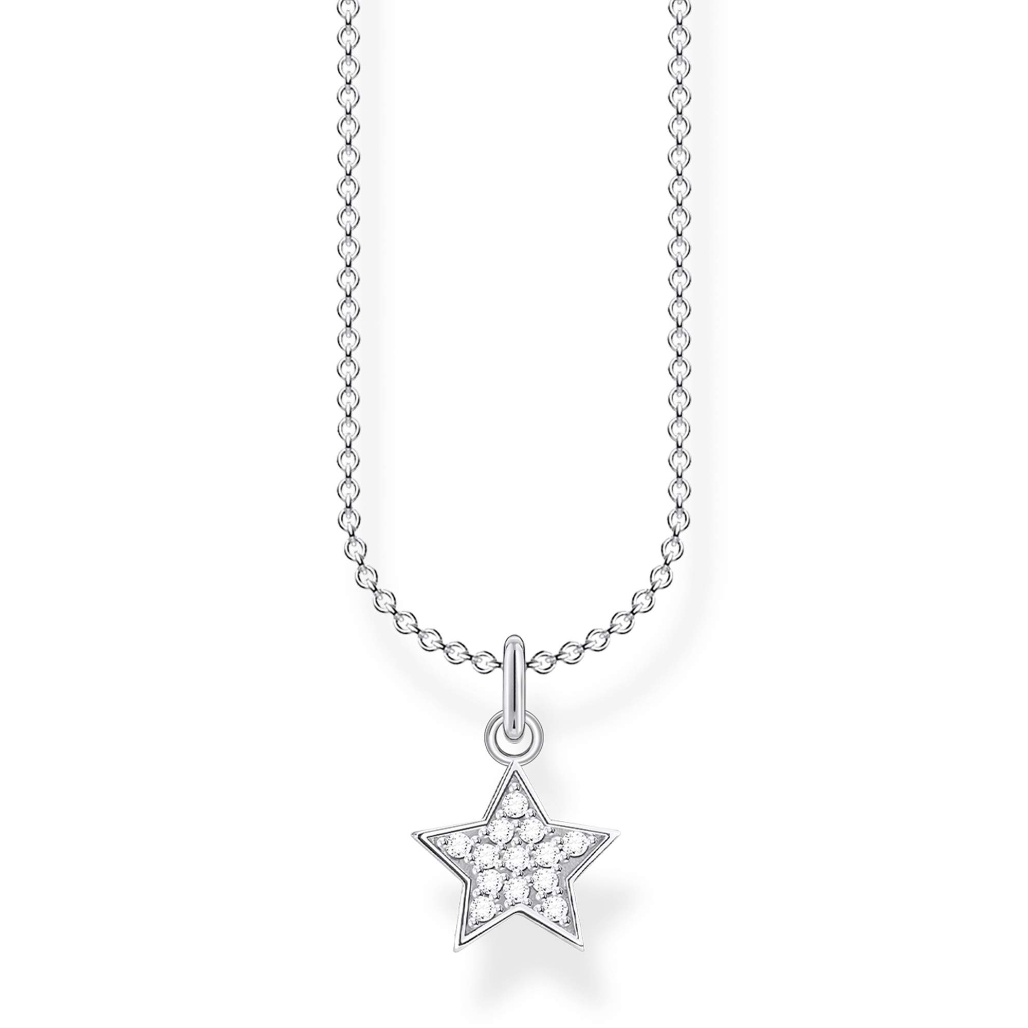 Thomas Sabo Women's 925 Sterling Silver Pave Star Necklace of Length 38-45 cm