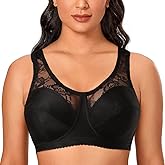 Women's Plus Size Unpadded Bra Full Coverage Wirefree Minimizer Lace Bras
