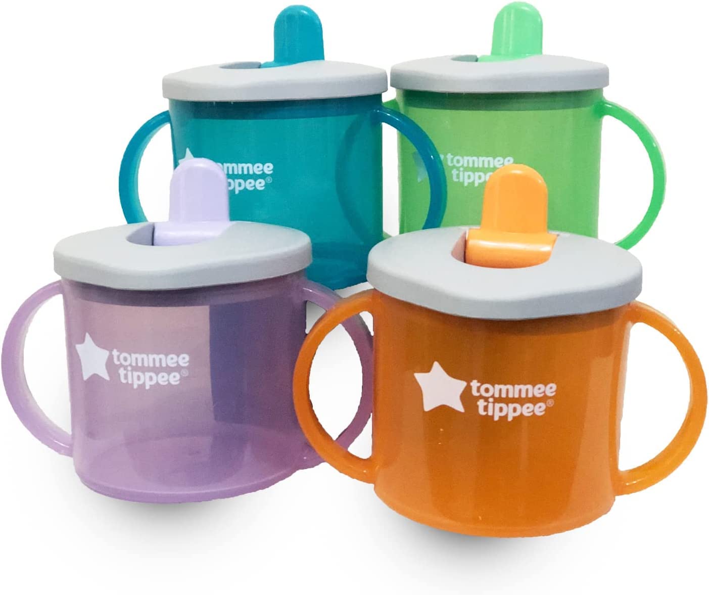 Tommee Tippee First Essential Cups 4 Pack Assorted Colors, Torquoise, Purple, Green, Red