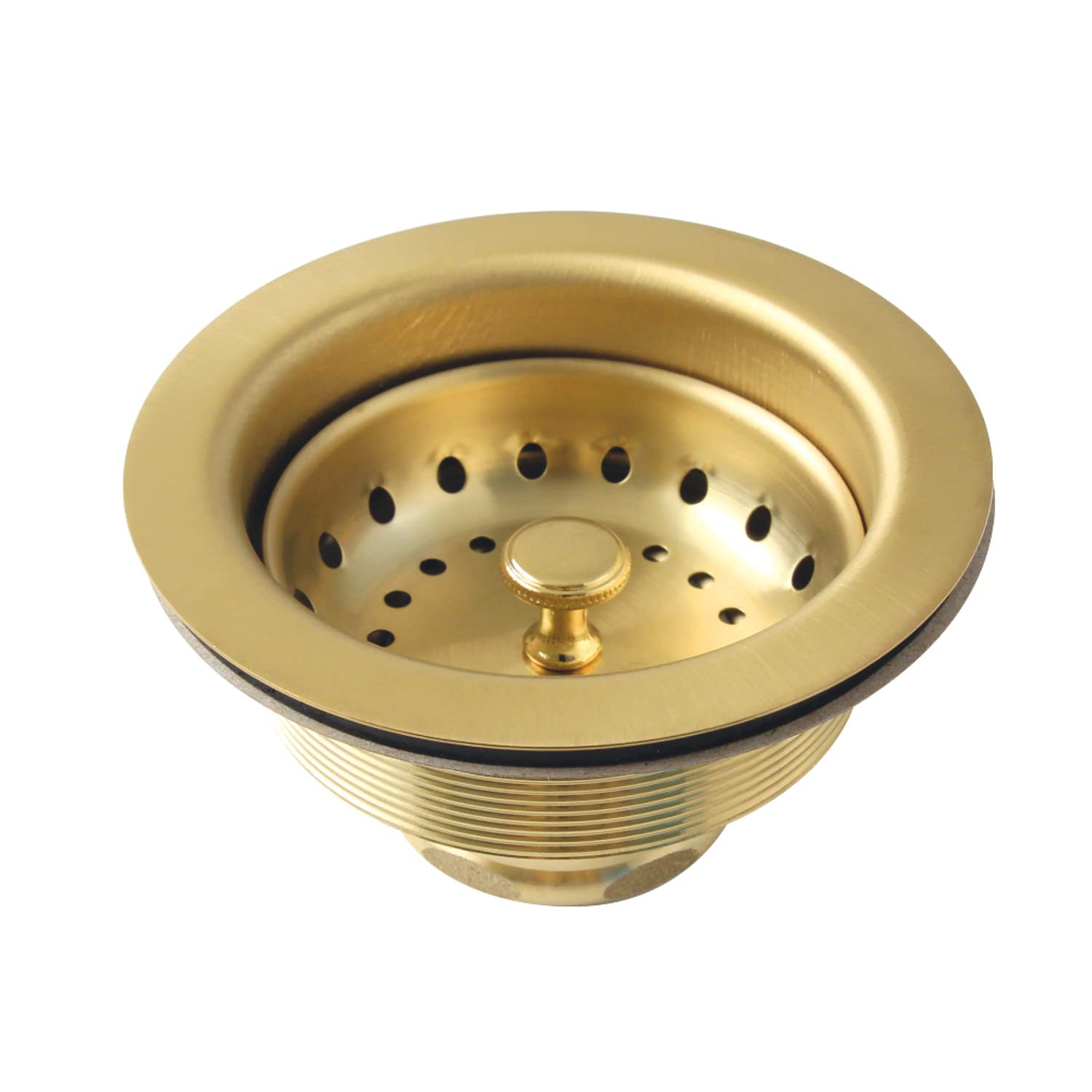 Photo 1 of Kingston Brass K121BBB Fresno 3-1/2" Stainless Steel Kitchen Sink Basket Strainer, Brushed Brass