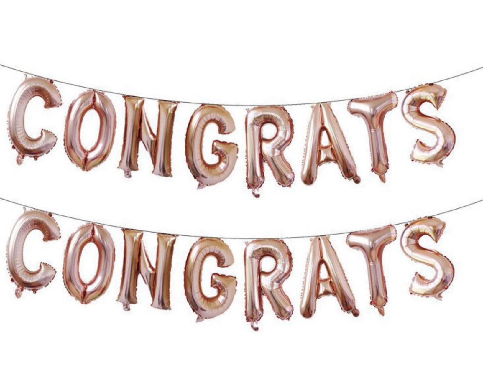 Rose Gold Congrats Foil Balloon Banner, 1m (2 pack)