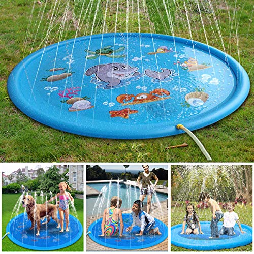 CPSYUB Sprinkler & Splash Play Mat Upgraded 68" Sprinkler Pad Water Toys Fun for 1 2 3 4 5 Year Old Boys Girls, Kids Toddlers Outdoor Party Sprinkler Toy