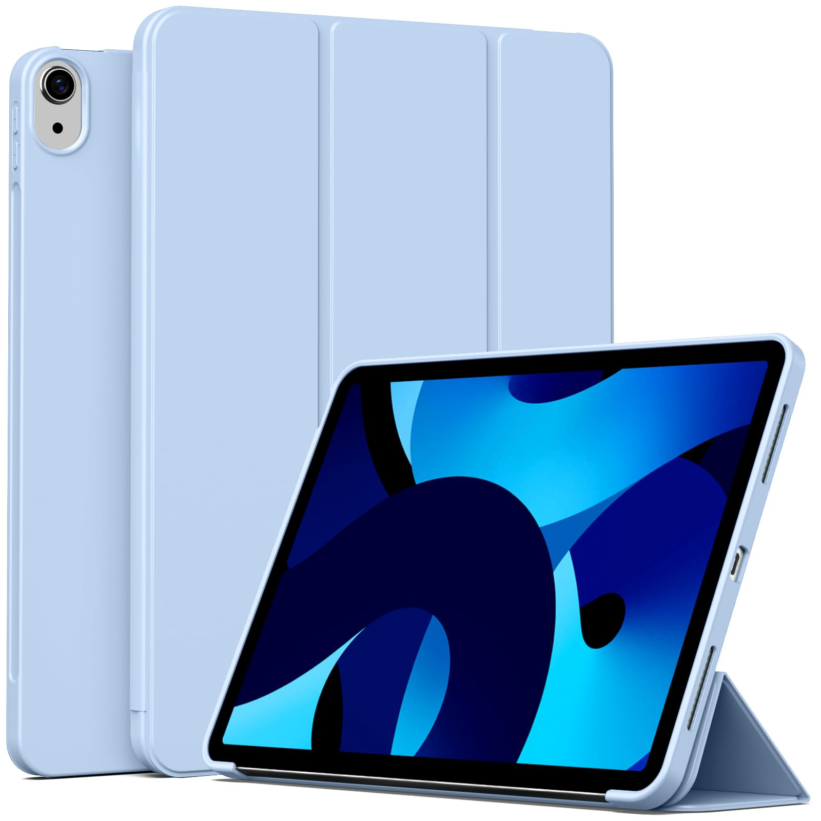 Photo 1 of IAMKHO Case for iPad (A16) 11th Generation 11 Inch 2025/ iPad 10th Generation 10.9 inch 2022, Auto Wake/Sleep, Support Touch ID, Slim Trifold Stand Protective Cover with Soft TPU Back (Light-Blue)