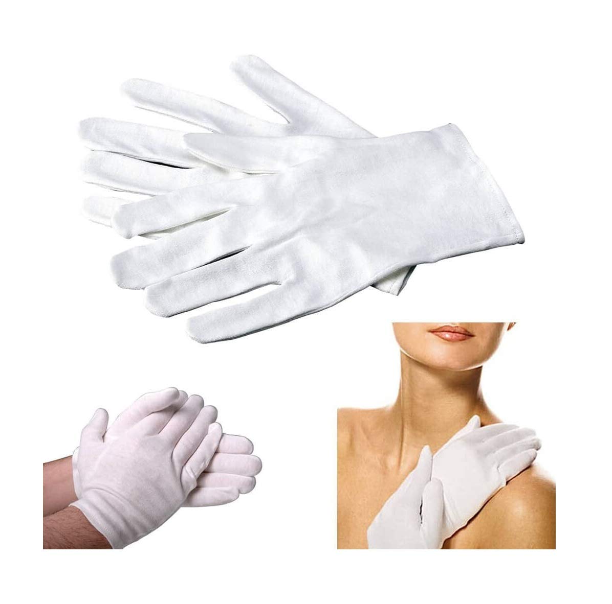 Prime Qualität (Everything You Need) Flexible and Breathable Cotton Gloves 2 Pairs - Assist in the Absorption of Hand Creams and Ointments - Great for Eczema - One Size Fits All