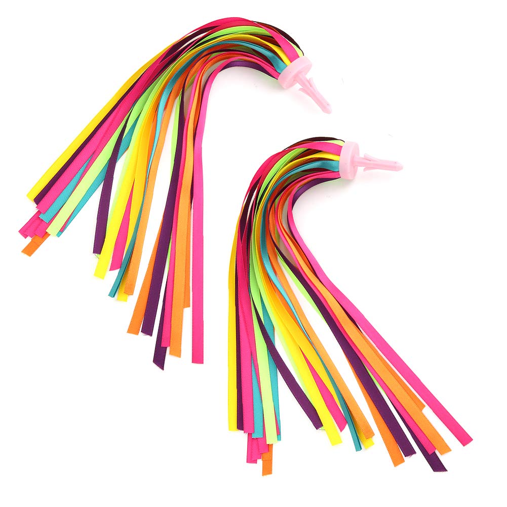 Cikonielf 1 Pair Kids Scooter Streamers Rainbow Bike Streamers Tassel Childrens Bike Streamers Grips Tassels Kids Bike Accessories