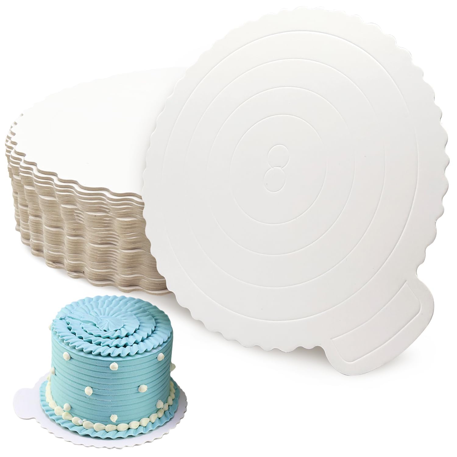Photo 1 of 12 PCS 10 Inch Cake Boards, Round Cardboard Circles for Crafts, Baking Supplies, Desserts (White)