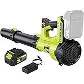 Hongmai Leaf Blower Cordless, 500 CFM 21V Electric Cordless Leaf Blower with 4.0Ah Battery and Charger, Lightweight, 6 Speed Modes, for Lawn Care, Patio, Blowing Leaves and Dust (Green)