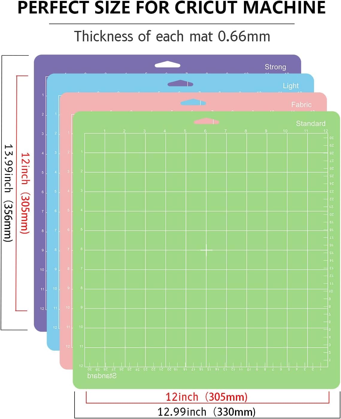 Gwybkq Cutting Mats 12x12 4 Pack, Compatible With Cricut Explore One/Air/Air 2/Maker 3/Maker Replacement Accessories (Standard,Light,Strong,Fabric) for Supply