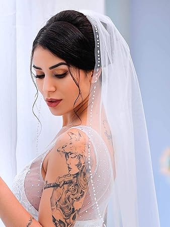 Amazon Com Nicute Bride Wedding Veil White Chapel Waist Length