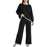 Simlakey Women 2 Piece Sweater Set Causal Lounge Set 2025 Stylish Long Sleeve Outfits Knit Matching Loungewear