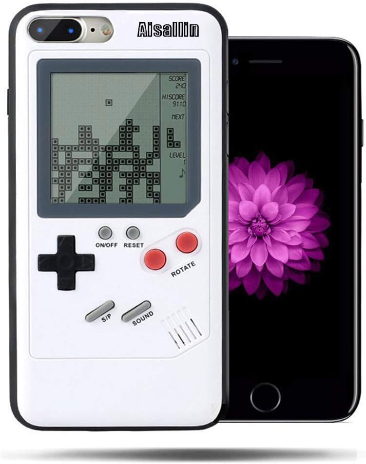 Gameboy iPhone Case Playable Gameboy Case for iPhone 6/7/8 Plus and iPhone X/XR/XS MAX, Retro Gameboy Phone Case TPU Gaming Phone Case Protective Cover (White, iPhone 7/8 Plus)