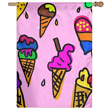 Amazon Com Garden Flag Drawing Ice Cream Lawn Banner Outdoor Yard