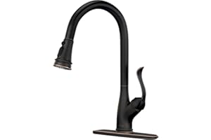 APPASO Pull Down Kitchen Faucet with Sprayer Oil Rubbed Bronze, Single Handle One Hole High Arc Pull Out Spray Head Kitchen Sink Faucet with Deck Plate