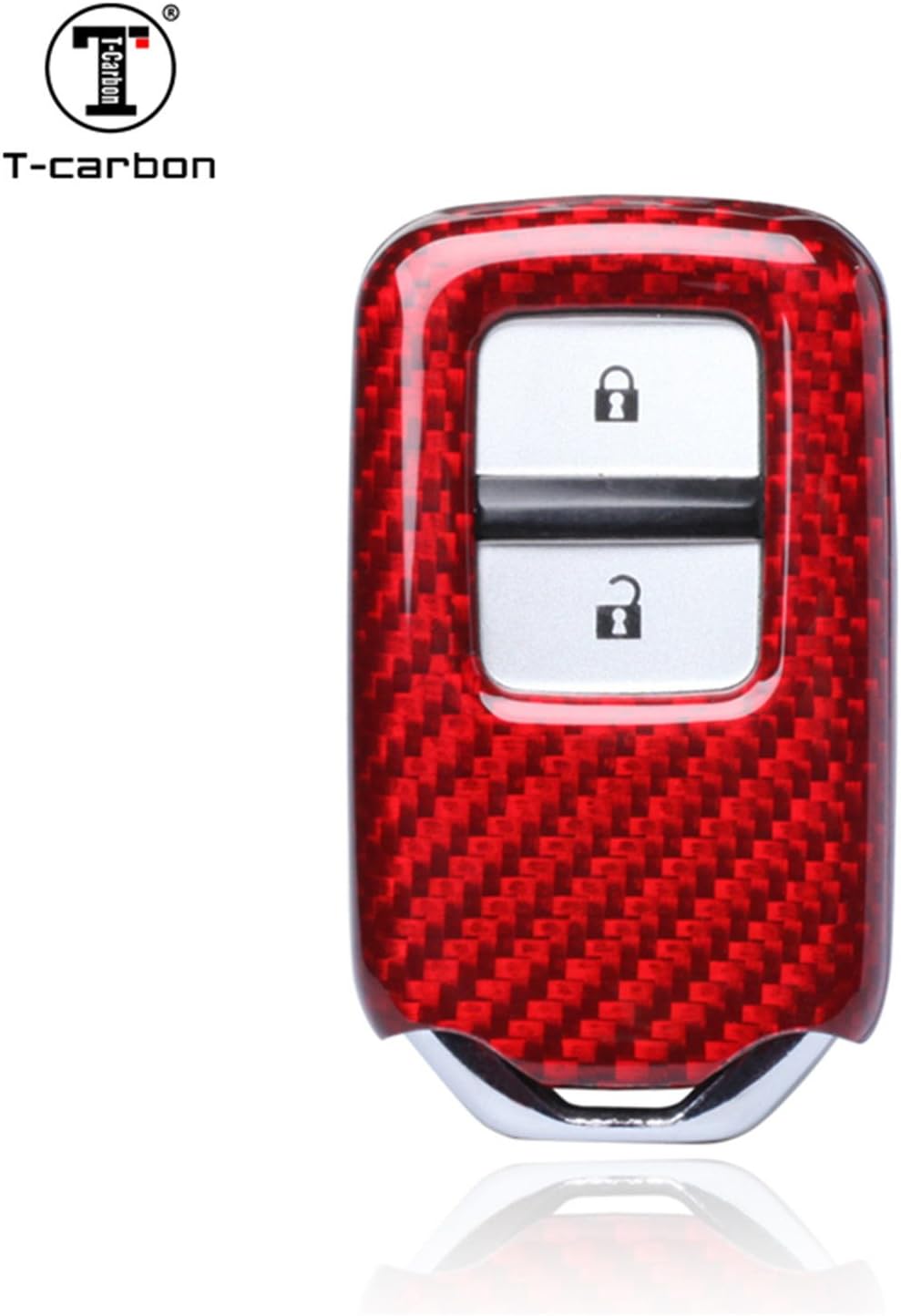 Carbon Fiber Key Fob Cover For Honda Key Fob Remote Key, Fits Honda 2/3 / 4 Buttons Smart Keyless Start Stop Engine Car Key, Light Weight Glossy Finish Key Fob Protection Case - Red