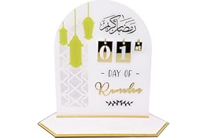 KEPATO Ramadan Mubarak Advent Calendar 2023 DIY Countdown Calendars Eid Decorations for Home Ramadan Ornament Kids Gift White Acrylic
