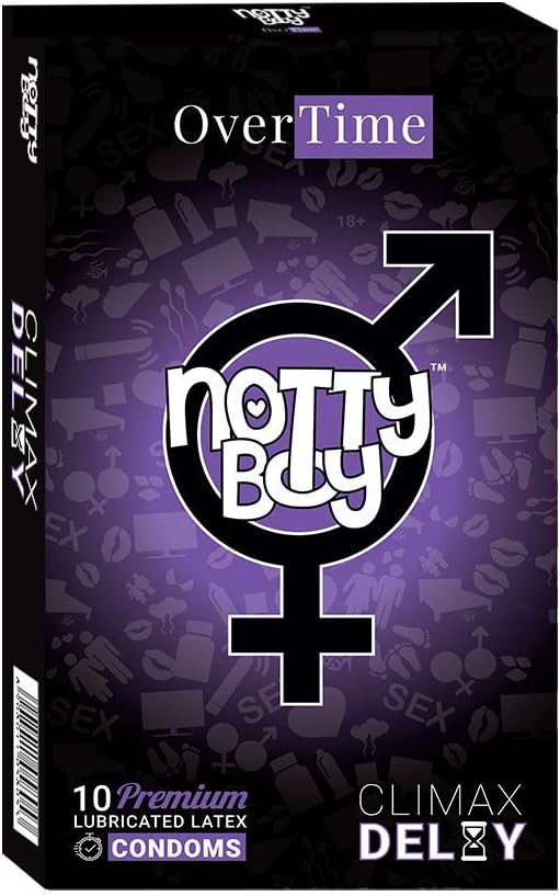 NOTTY BOY Extended Pleasure Condoms for Men - Pack of 10, Clear, 1 count (Pack of 10)