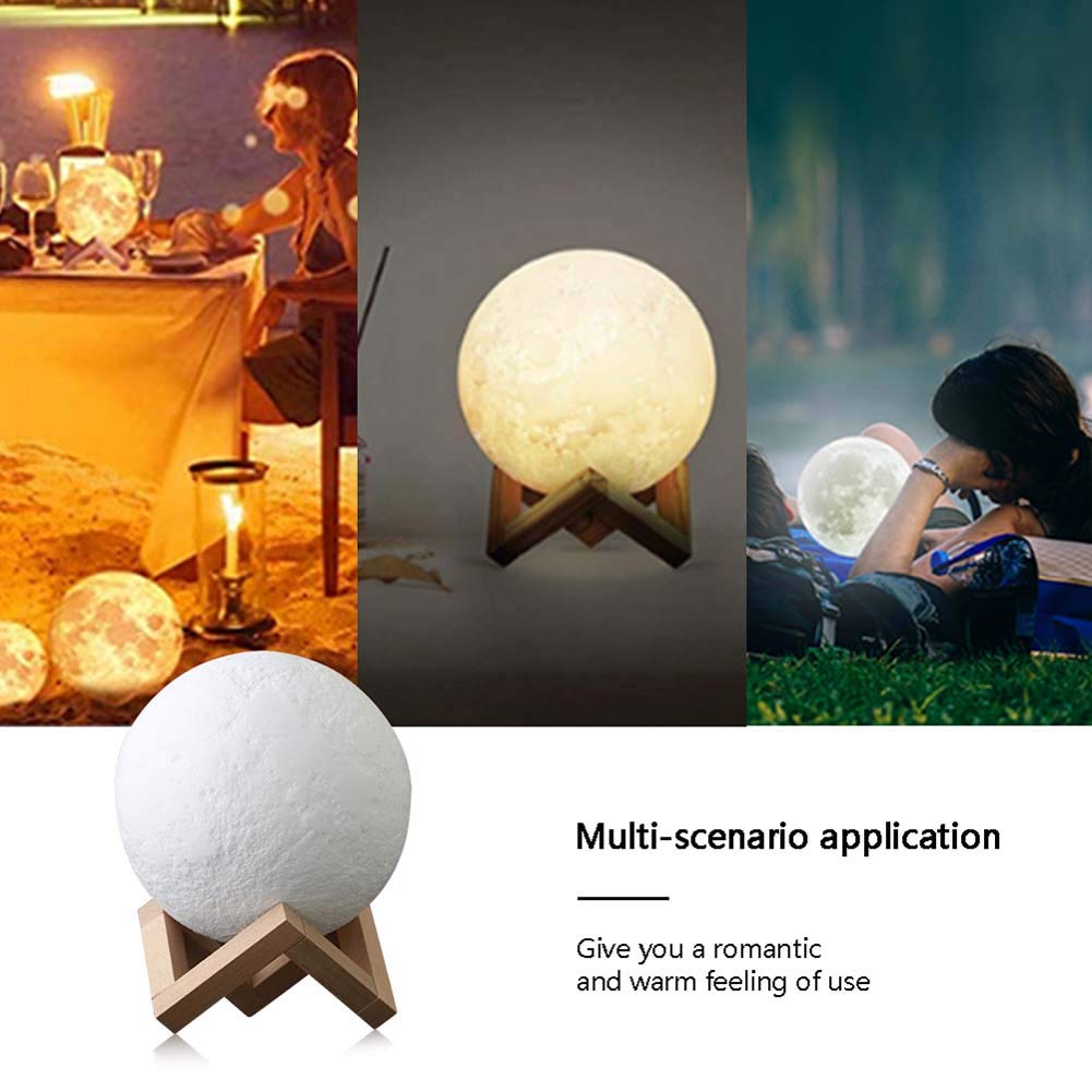 Shanglite 3D Moon lamp,100% 3D Printing LED 16 Colors Moon lamp Remote Control USB Rechargeable Lunar Moonlight LED. (4.8 inch)