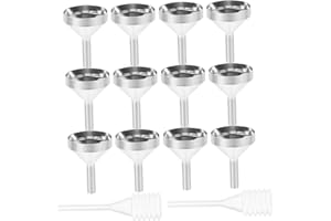 iplusmile Mini Metal Funnels 12 Pcs with 2 Elastic 3Ml Droppers Small Stainless Steel Filling Funnels for Perfume Bottles Liq